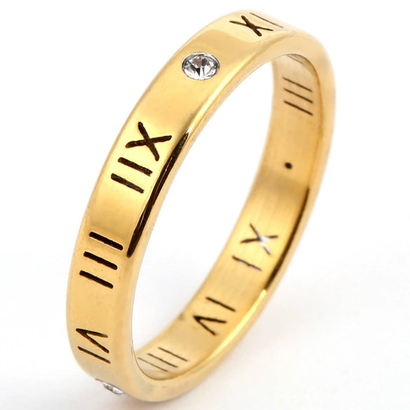 Factory Roman Numeral Titanium Steel Ring Niche High Sense Trend Diamond Ring Lovers Stainless Steel Jewelry Wholesale
