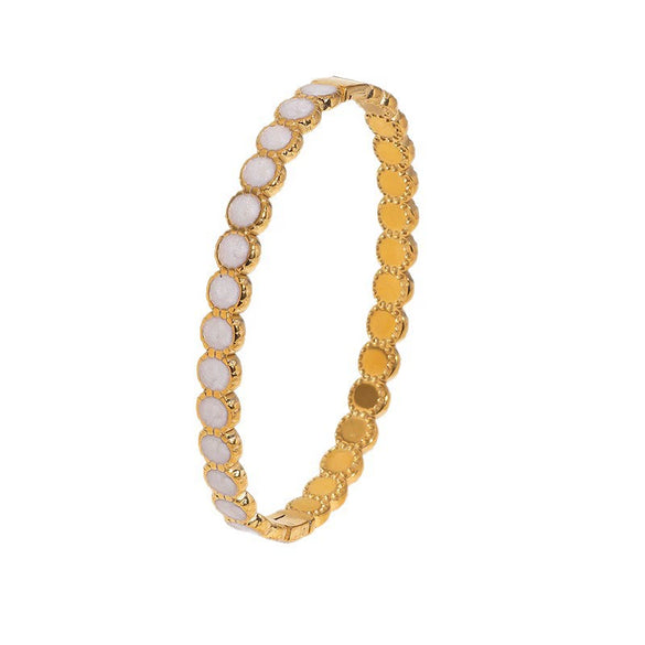 Fade Resistant Gold Electroplated Stainless Steel Geometric Bracelet With Retro Temperament Style