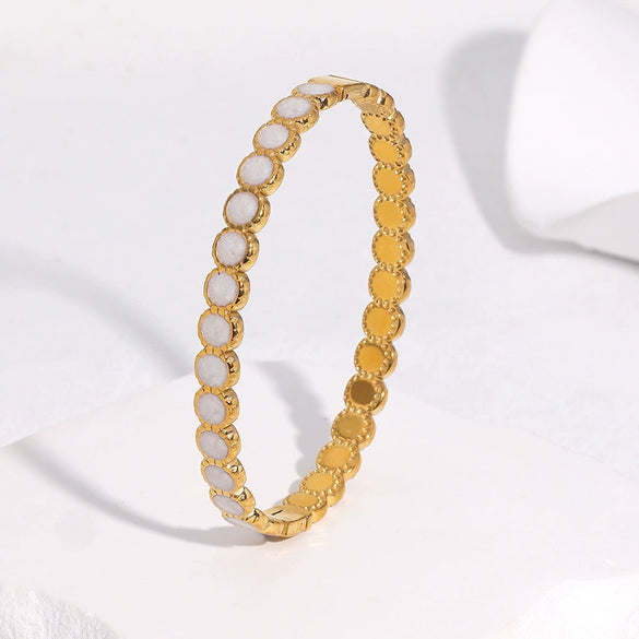 Fade Resistant Gold Electroplated Stainless Steel Geometric Bracelet With Retro Temperament Style