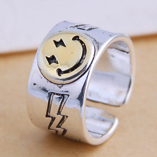 Fahsion Jewelry Fashion Retro Smile Exaggerated Open Ring Wholesale