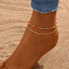 Fairy Style Beach Geometric Square 18k Gold Plated White Gold Plated Glass Copper Wholesale Anklet