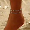 Fairy Style Beach Geometric Square 18k Gold Plated White Gold Plated Glass Copper Wholesale Anklet