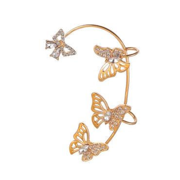 Fairy Style Butterfly Alloy Rhinestone Hollow Out Women's Ear Clips 1 Piece