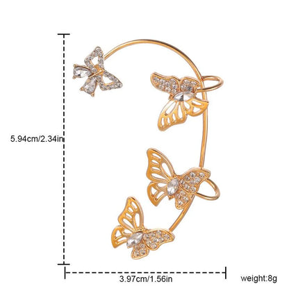 Fairy Style Butterfly Alloy Rhinestone Hollow Out Women's Ear Clips 1 Piece