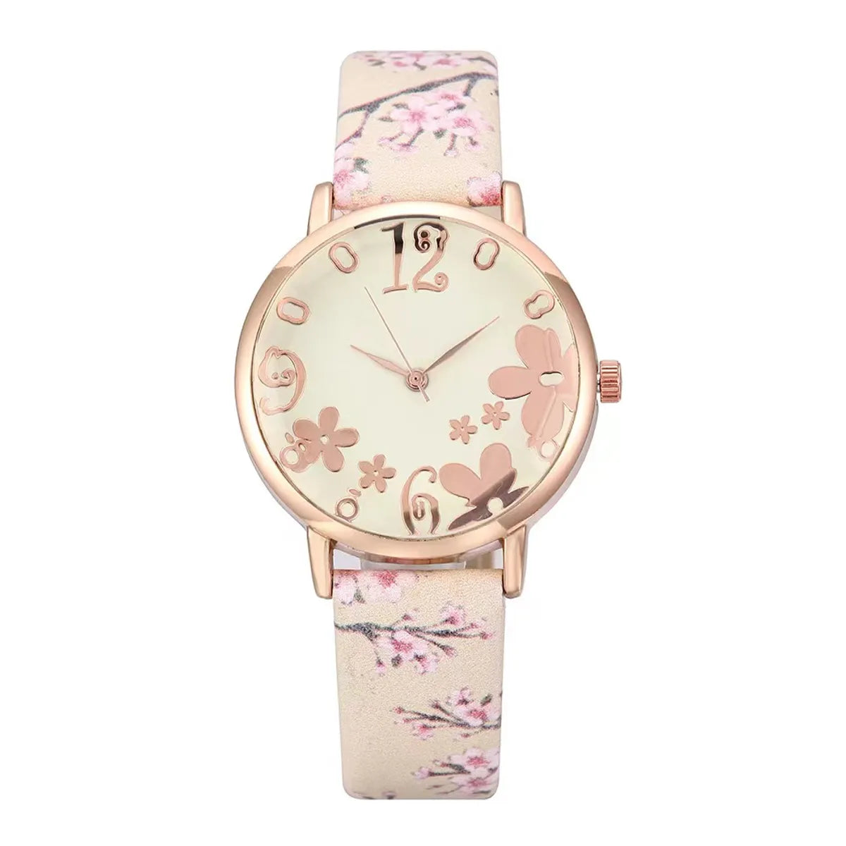 Fairy Style Elegant Flower Petal Needle Quartz Women'S Watches