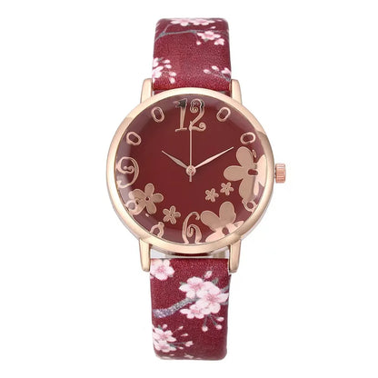 Fairy Style Elegant Flower Petal Needle Quartz Women'S Watches