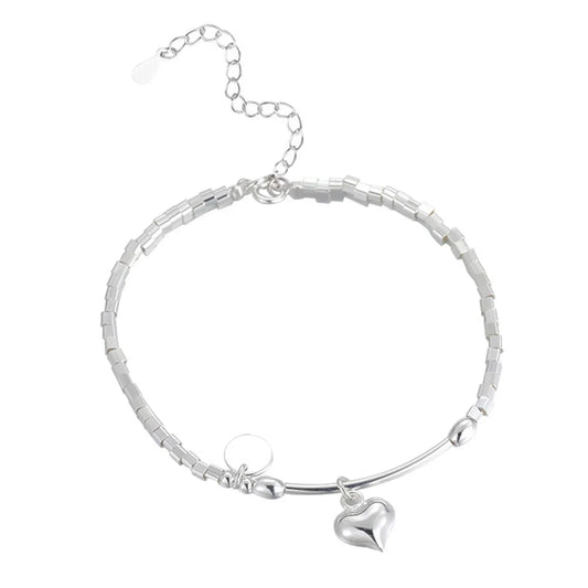 Fairy Style Elegant Heart Shape Sterling Silver Charm Polishing Bracelets