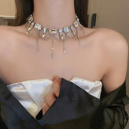 Fairy Style Elegant Lady Water Droplets Alloy Plating Inlay Rhinestones Women'S Choker