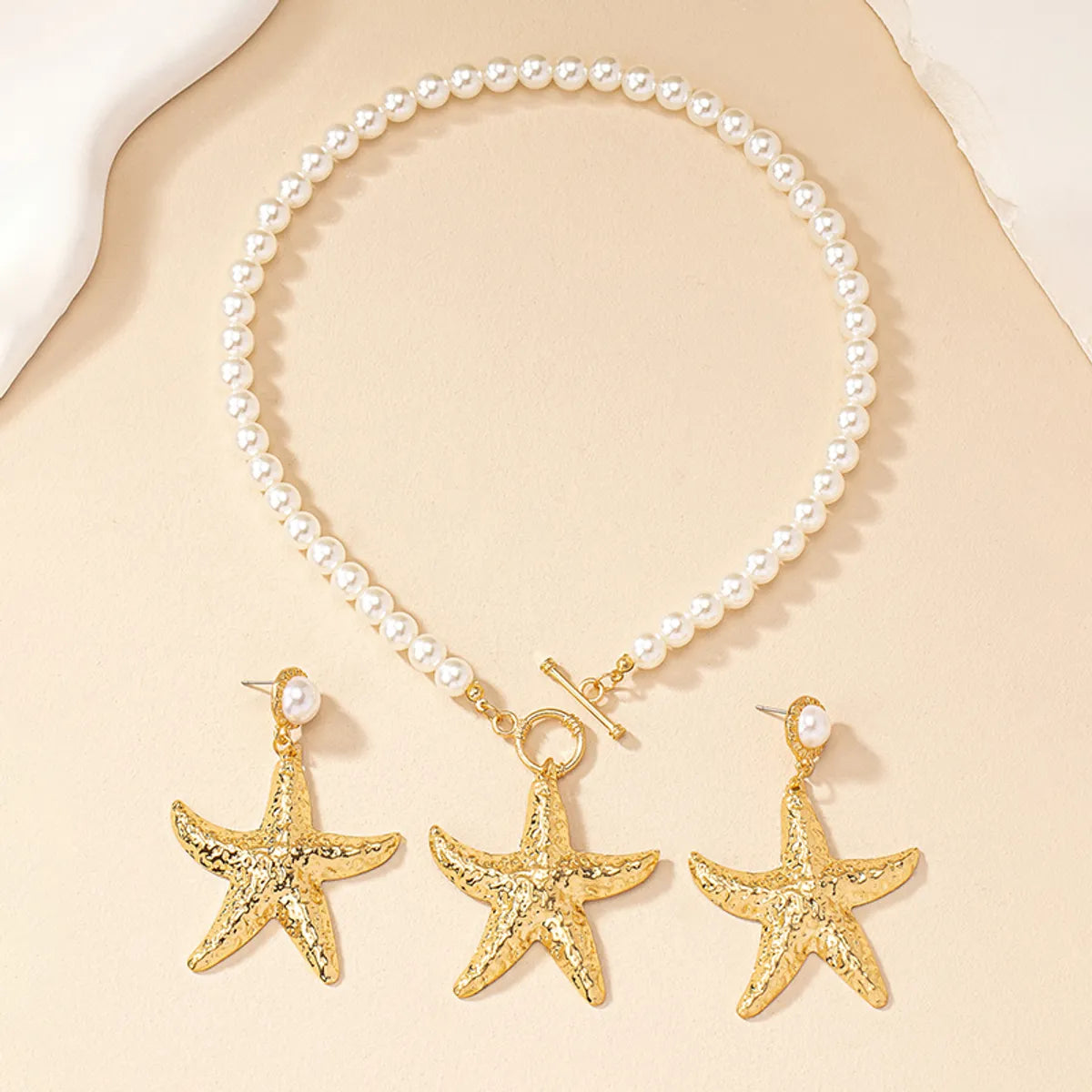 Fairy Style Elegant Starfish Alloy Plastic Ferroalloy Plating 14k Gold Plated Women's Earrings Necklace