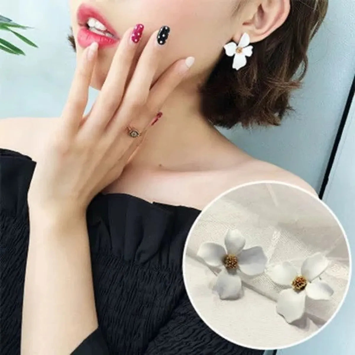 Fairy Style Flower Alloy Tassel Plating Inlay Artificial Gemstones Women'S Drop Earrings Ear Studs