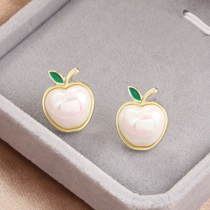 Fairy Style Korean Style Apple Alloy Inlay Artificial Pearls Shell Women'S Ear Studs