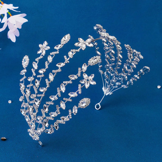 Fairy Style Leaf Flower Alloy Inlay Rhinestones Hair Band