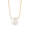 Fairy Style Oval Imitation Pearl Titanium Steel Plating 18k Gold Plated Pendant Necklace