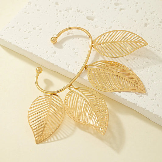 Fairy Style Oversized Leaves Alloy Plating Gold Plated Women's Ear Clips