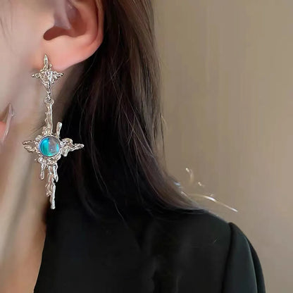 Fairy Style Simple Style Irregular Star Alloy Plating Inlay Moonstone Women'S Drop Earrings