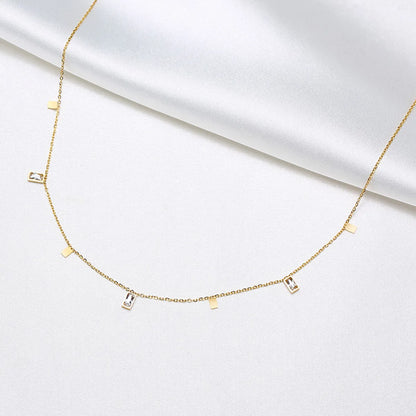 Fairy Style Simple Style Triangle Square Water Droplets Stainless Steel Plating Inlay Zircon 18k Gold Plated Necklace