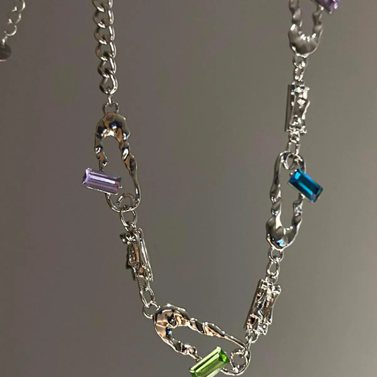 Fairy Style Square Alloy Inlay Artificial Crystal Women's Necklace