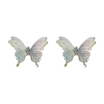 Fairy Style Sweet Butterfly Cloth Women's Ear Studs