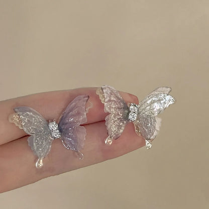 Fairy Style Sweet Butterfly Cloth Women's Ear Studs