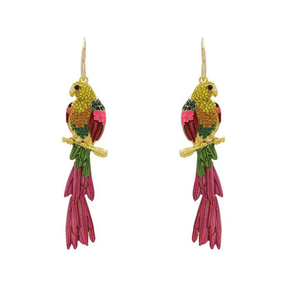 Fancy Color Diamond Acrylic Diamond Parakeet Earrings Female Fashion Stud Earrings