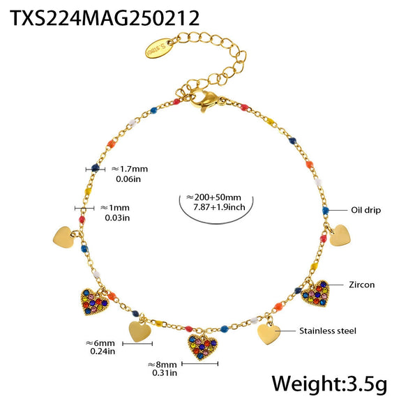 Fantasy Color Zircon 316L Stainless Steel Necklace Electroplating Women's Jewelry