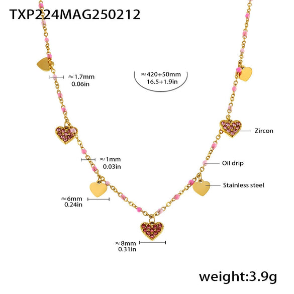 Fantasy Color Zircon 316L Stainless Steel Necklace Electroplating Women's Jewelry