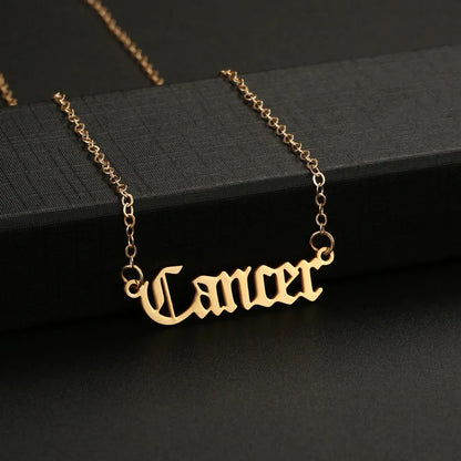 Fairy Style Elegant Princess Letter Constellation Stainless Steel Polishing Plating Titanium Steel Gold Plated Necklace