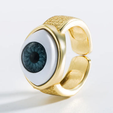 Fashion 18k Copper Oil Dripping Geometric Eye Ring Wholesale Nihaojewelry