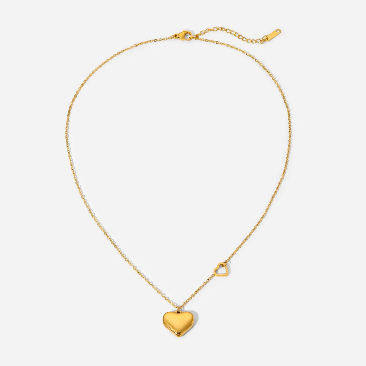 Fashion 18k Gold Plated Stainless Steel Double Heart Pendant Necklace