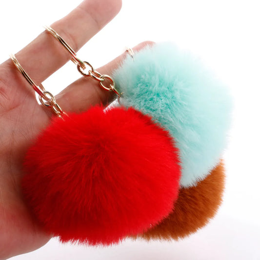 Fashion 7cm Imitation Rex Rabbit Fur Small Ball Keychain Wholesale