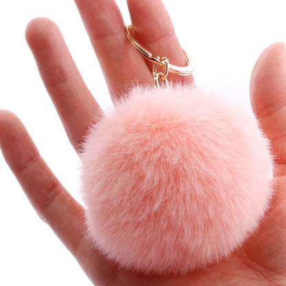 Fashion 7cm Imitation Rex Rabbit Fur Small Ball Keychain Wholesale