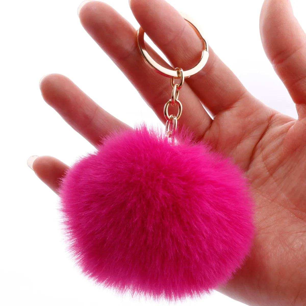 Fashion 7cm Imitation Rex Rabbit Fur Small Ball Keychain Wholesale