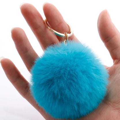 Fashion 7cm Imitation Rex Rabbit Fur Small Ball Keychain Wholesale