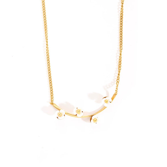 Fashion Accessible Luxury Smiley Flower Titanium Steel Women's Necklace Electroplated