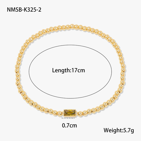 Fashion Accessible Luxury Stainless Steel Ball Bead Geometric Pattern 18K Gold Plated Women's Bracelet
