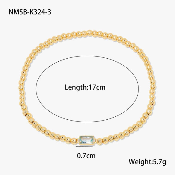 Fashion Accessible Luxury Stainless Steel Ball Bead Geometric Pattern 18K Gold Plated Women's Bracelet