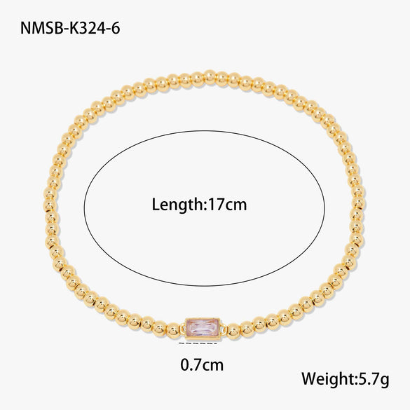 Fashion Accessible Luxury Stainless Steel Ball Bead Geometric Pattern 18K Gold Plated Women's Bracelet