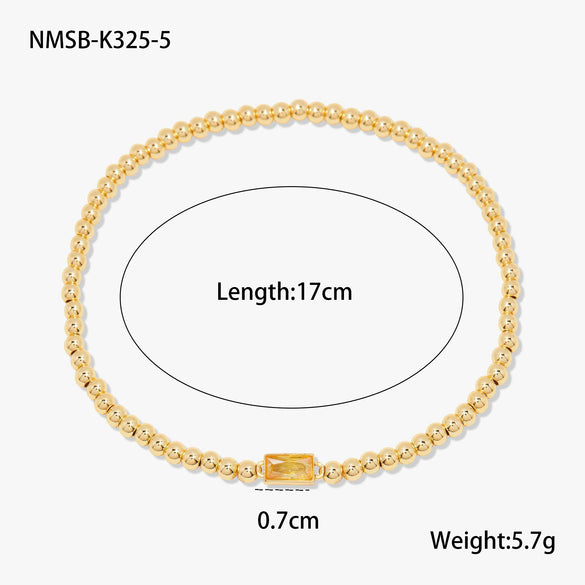 Fashion Accessible Luxury Stainless Steel Ball Bead Geometric Pattern 18K Gold Plated Women's Bracelet