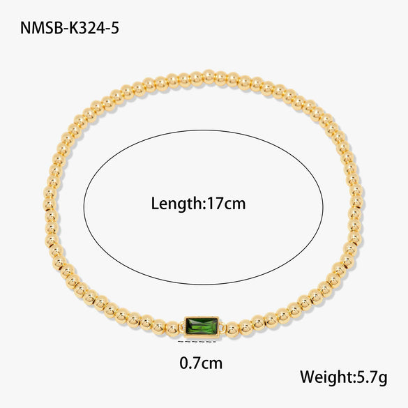 Fashion Accessible Luxury Stainless Steel Ball Bead Geometric Pattern 18K Gold Plated Women's Bracelet