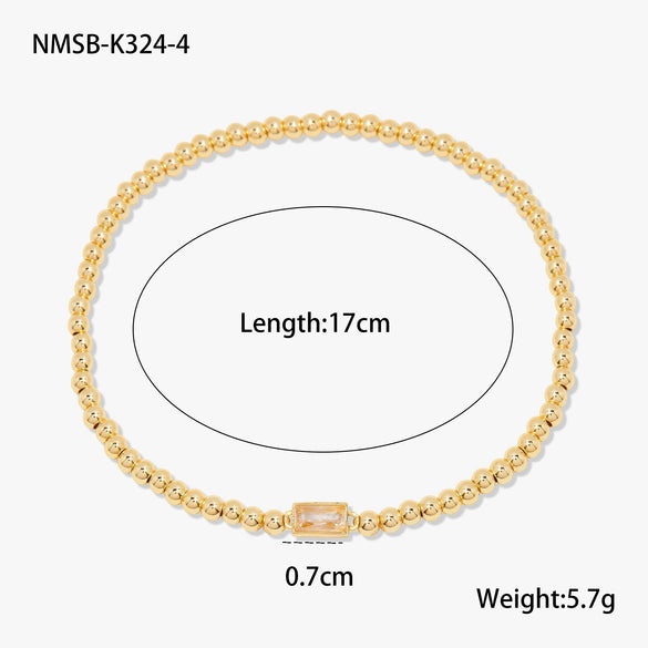 Fashion Accessible Luxury Stainless Steel Ball Bead Geometric Pattern 18K Gold Plated Women's Bracelet