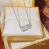 Fashion Accessories Titanium Steel Women's Light Luxury Cross Chain Necklace Set With Pearls Geometric Design