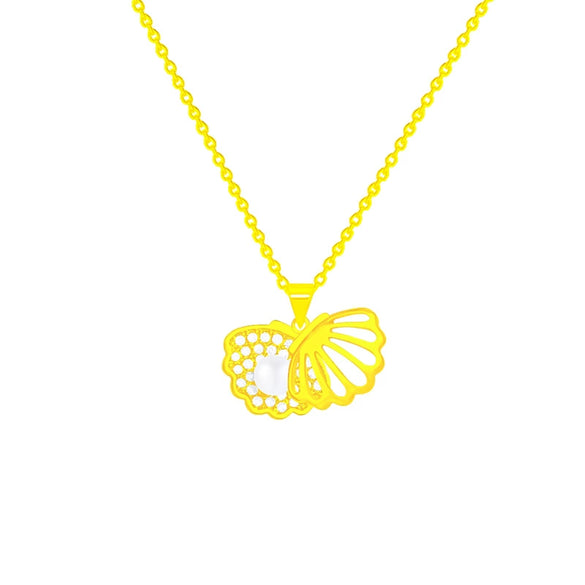 Fashion Accessories Titanium Steel Women's Light Luxury Cross Chain Necklace Set With Pearls Geometric Design