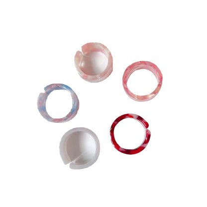 Fashion Adjustable Open Acrylic Acetate Marble Pattern Pair Ring