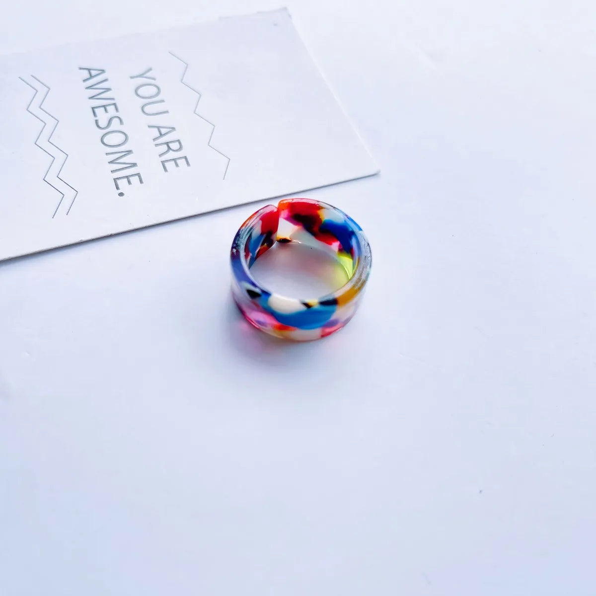 Fashion Adjustable Open Acrylic Acetate Marble Pattern Pair Ring