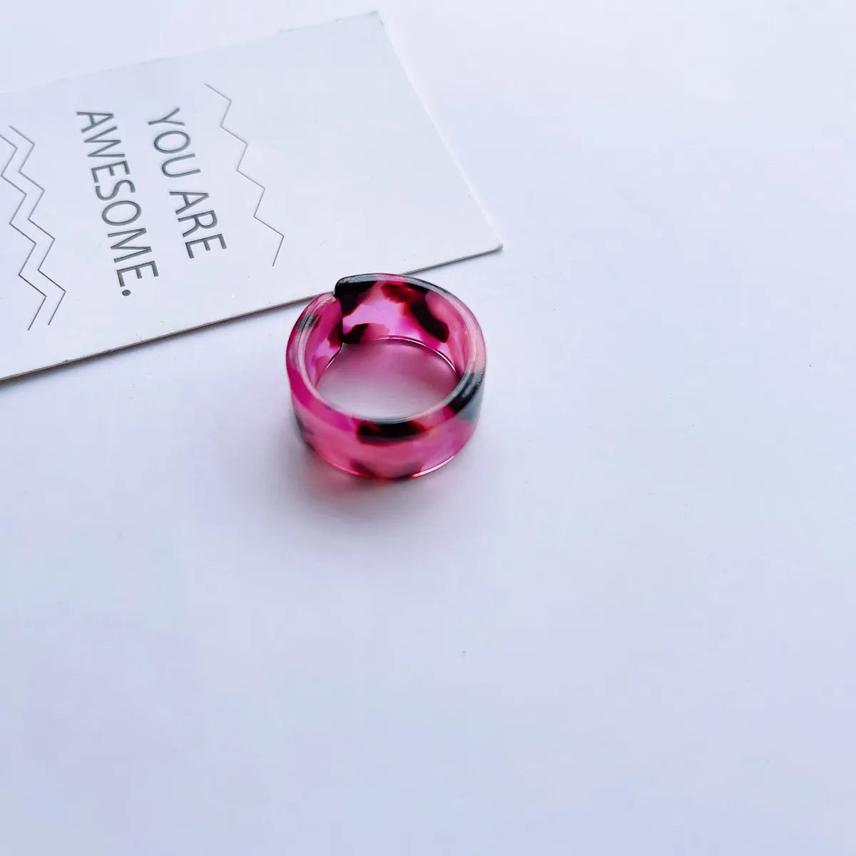 Fashion Adjustable Open Acrylic Acetate Marble Pattern Pair Ring