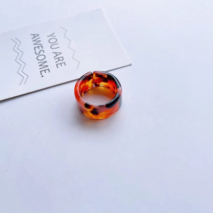 Fashion Adjustable Open Acrylic Acetate Marble Pattern Pair Ring