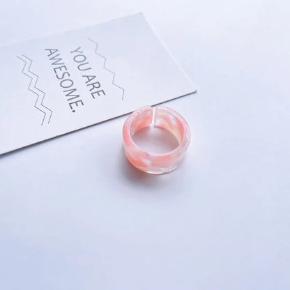 Fashion Adjustable Open Acrylic Acetate Marble Pattern Pair Ring