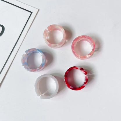 Fashion Adjustable Open Acrylic Acetate Marble Pattern Pair Ring