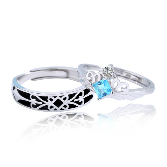 Fashion Adjustable Open Couple Ring For Men And Women S925 Silver Electroplated Band