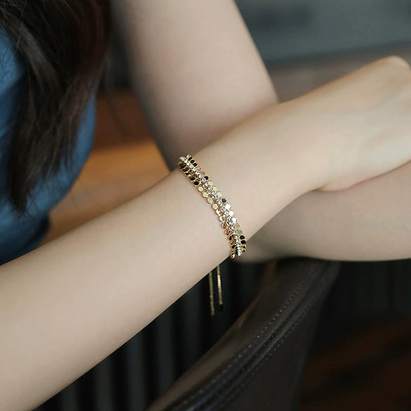 Fashion Adjustable Sequins Bracelet In Alloy With Geometric Design For Women